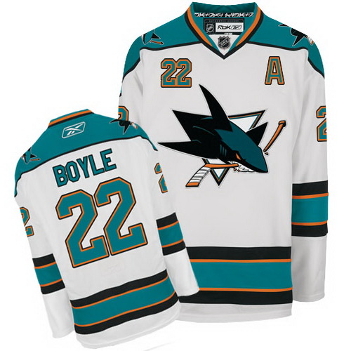 Best San Jose Sharks 22 Dan Boyle White NHL Hockey Jersey